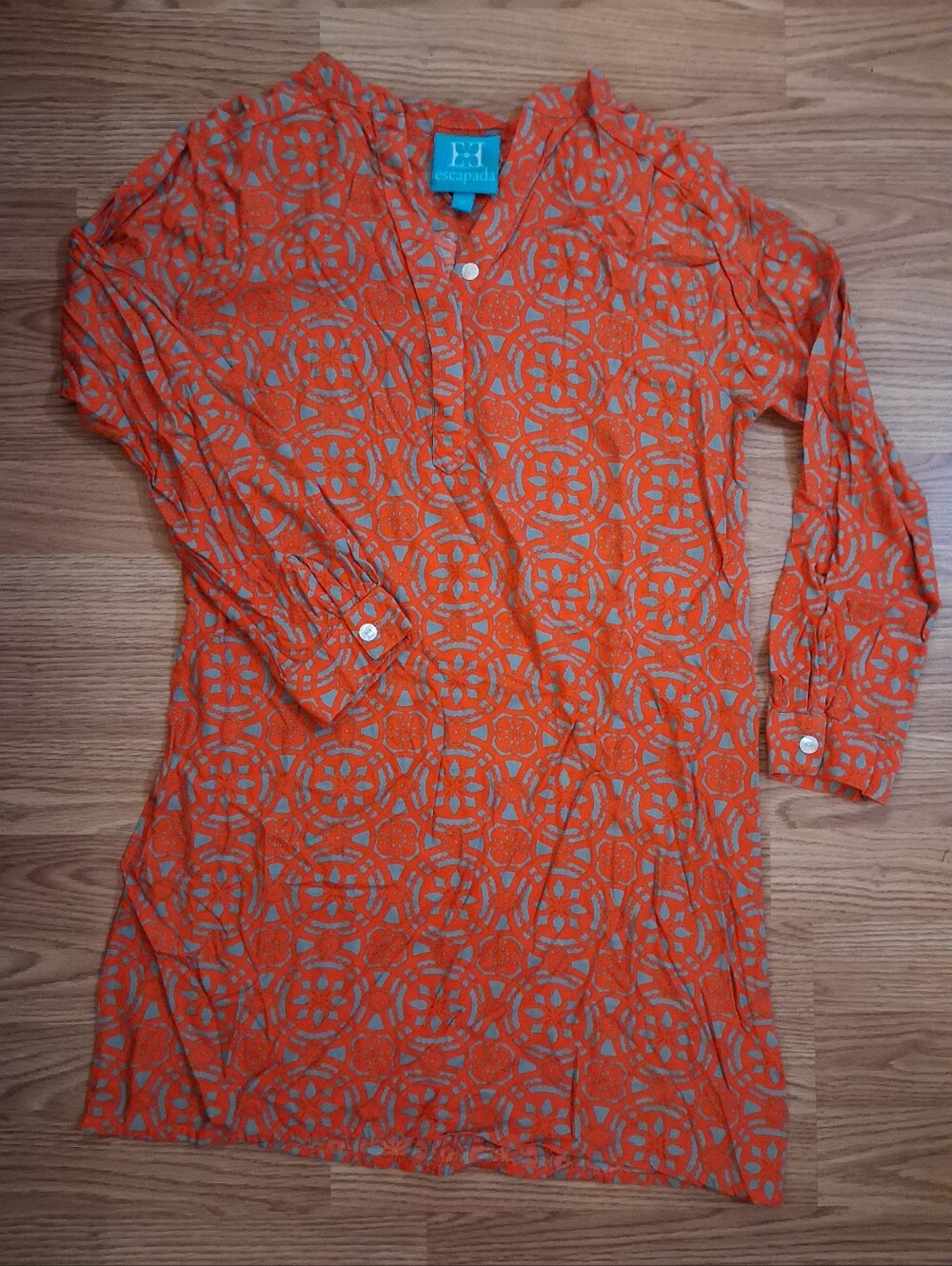ESCAPADA Long Sleeve Dress. Womens. Size Small. Orange & Gray